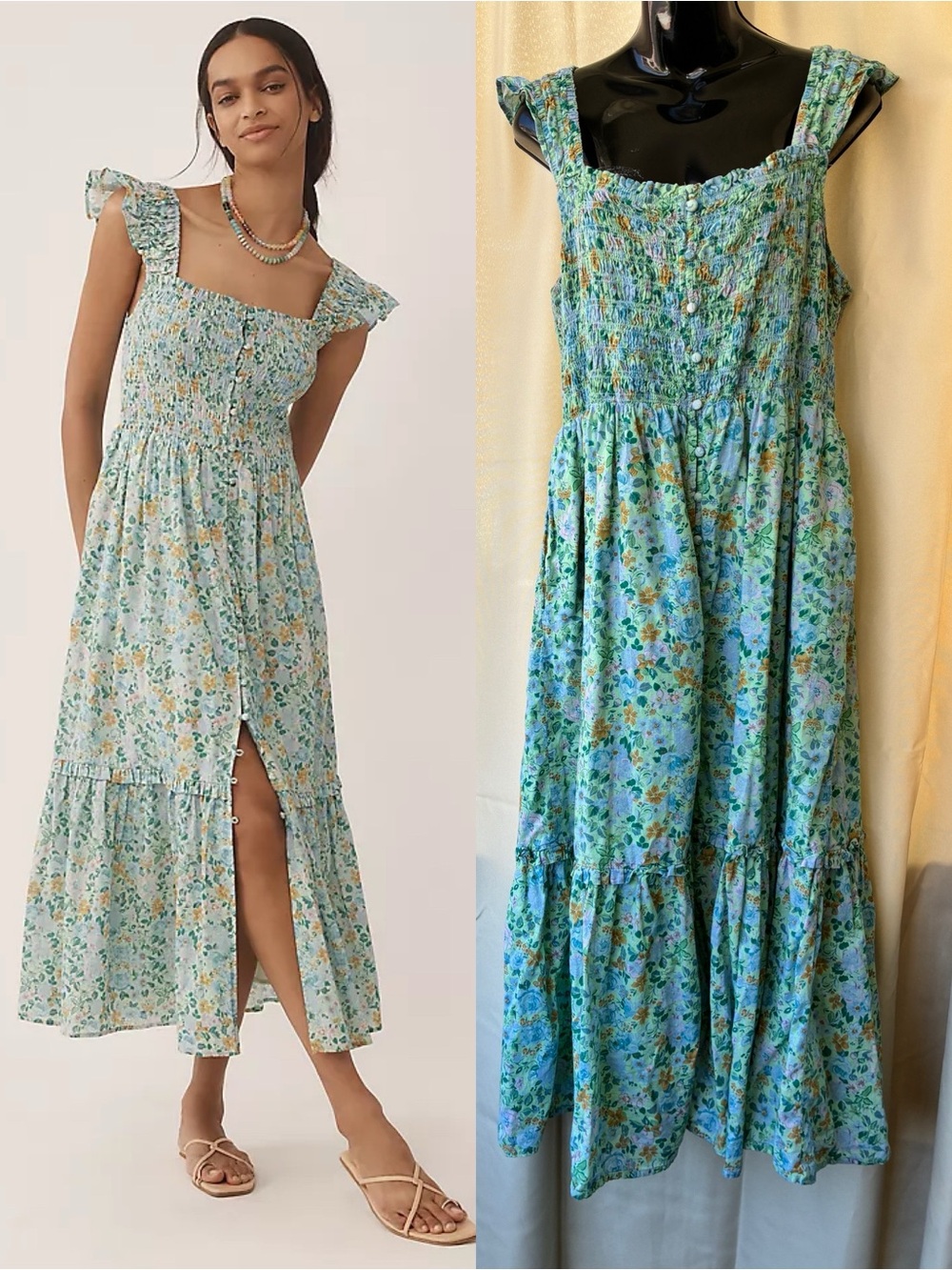 XL Anthropologie The Peregrine Midi Dress Square-Neck Edition